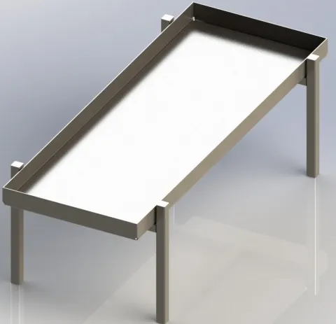 An image of a metal table on a white background.
